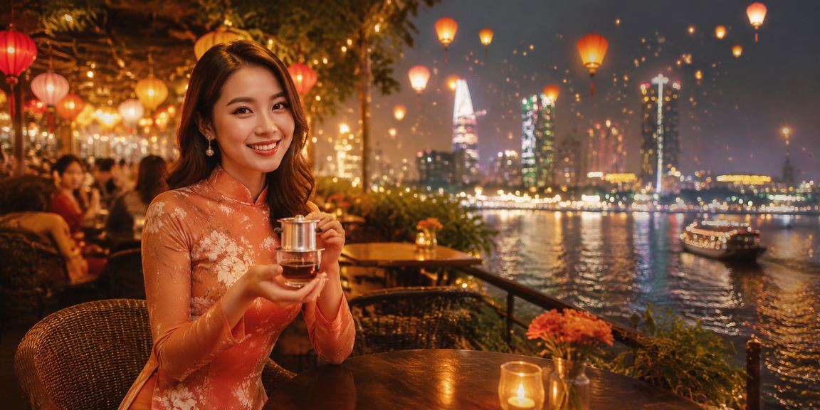 Người dùng tại quán cà phê Sài Gòn tra cứu phân tích kèo bóng đá trên điện thoại